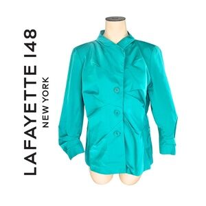 Lafayette 148 New York Teal Polyester Jacket // Size 12